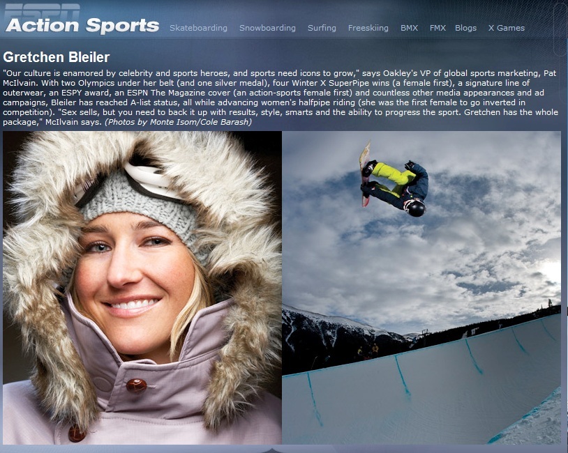 Espn Names Gretchen Bleiler Jill Kintner Among Top Most Influencial Women In Action Sports Stanton Company Com